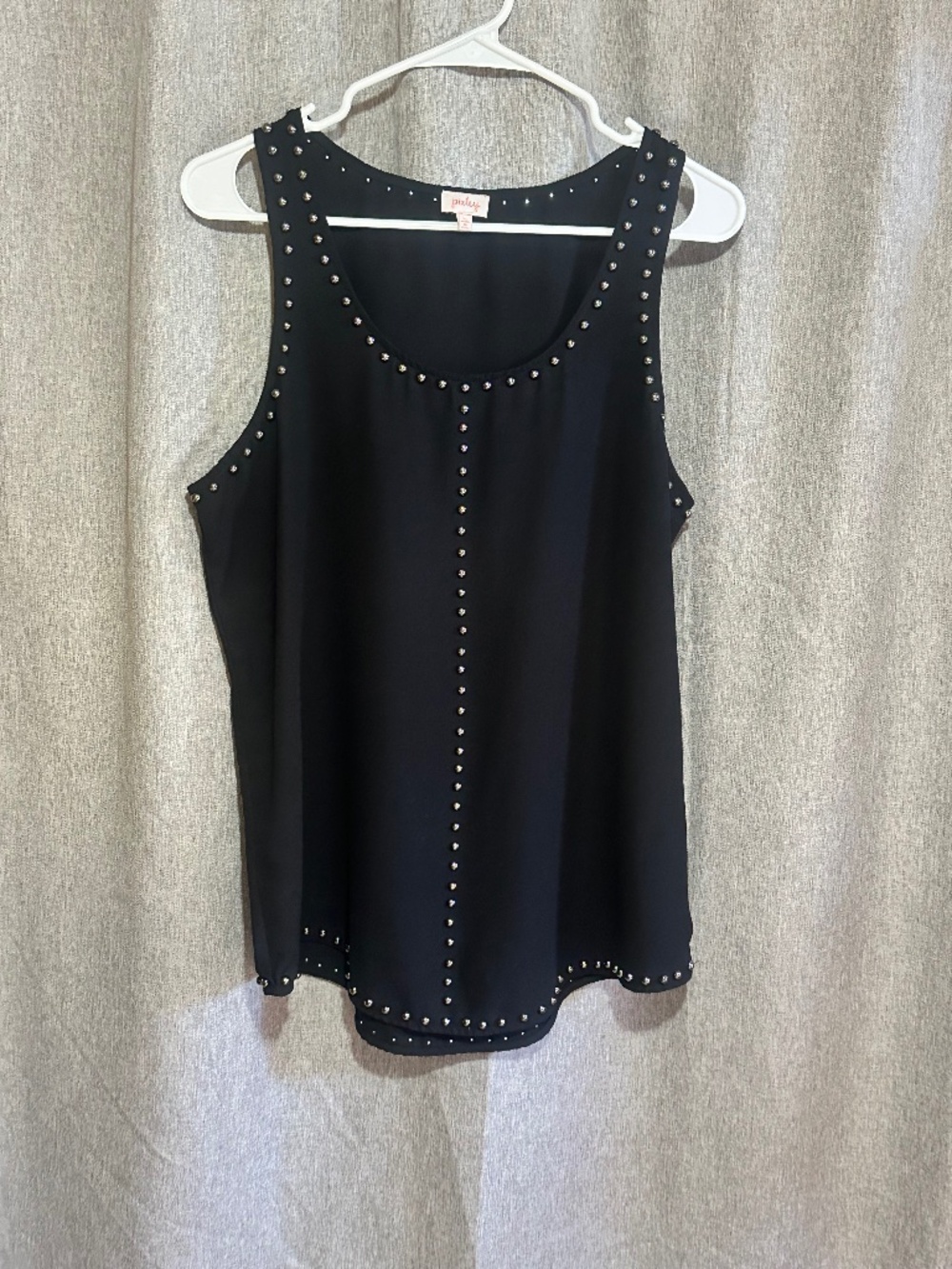 Pixley Black Studded Scoop Neck Tank Top Sleeveless Blouse - Size Large